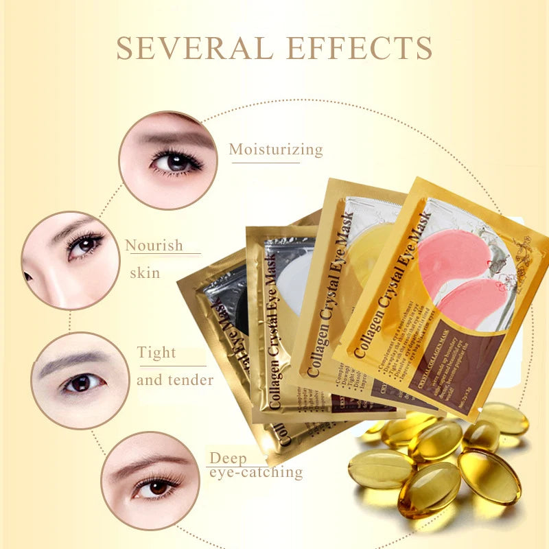 Gold Collagen Crystal Eye Masks – Firming, Hydrating & Anti-Aging Patches (10 Pairs)
