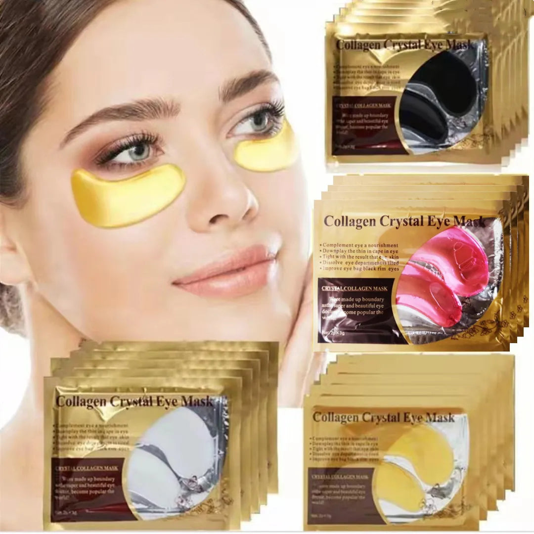 Gold Collagen Crystal Eye Masks – Firming, Hydrating & Anti-Aging Patches (10 Pairs)