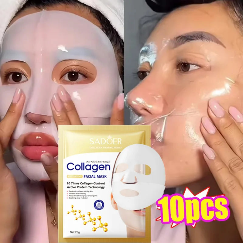 Collagen Anti-Wrinkle Facial Masks – Hydrate, Brighten & Firm Skin (Korean)