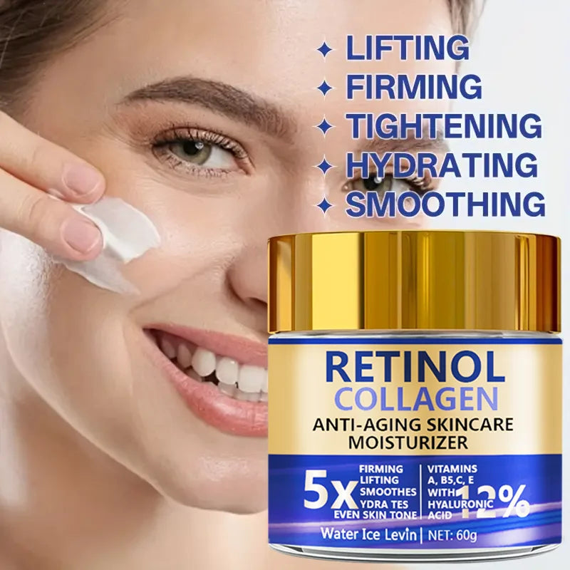 Retinol & Collagen Anti-Aging Face Cream – Firming Moisturizer with Hyaluronic Acid (60g)