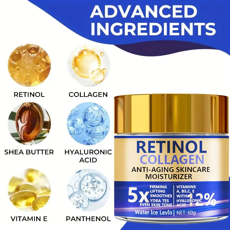 Retinol & Collagen Anti-Aging Face Cream – Firming Moisturizer with Hyaluronic Acid (60g)