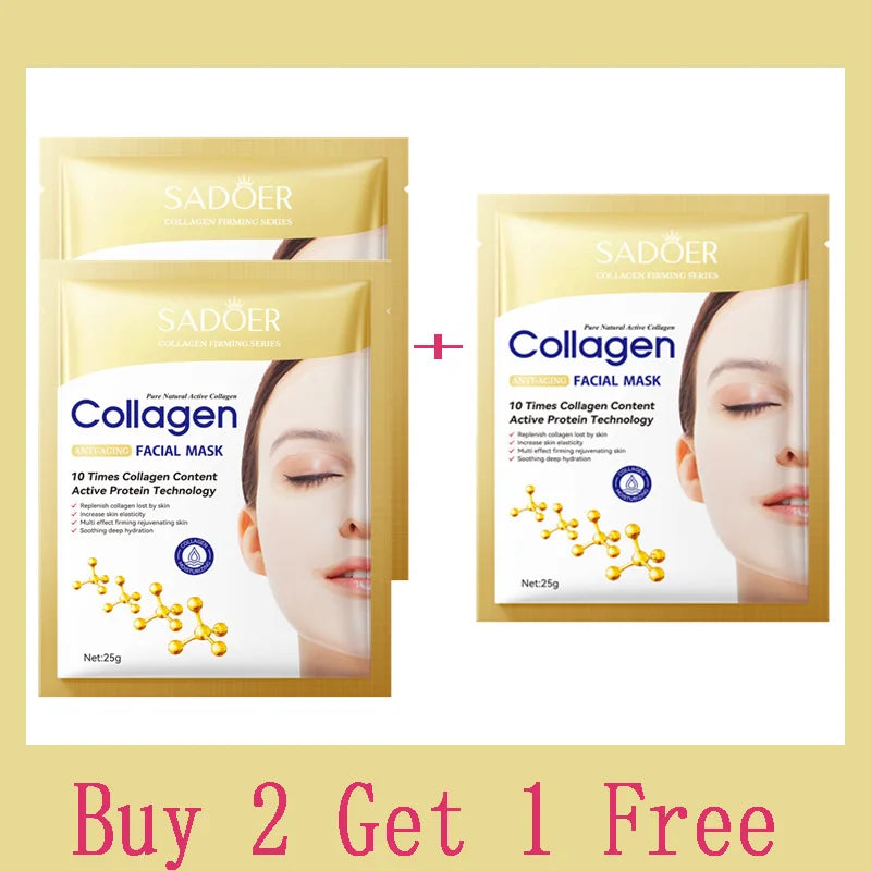 Collagen Anti-Wrinkle Facial Masks – Hydrate, Brighten & Firm Skin (Korean)
