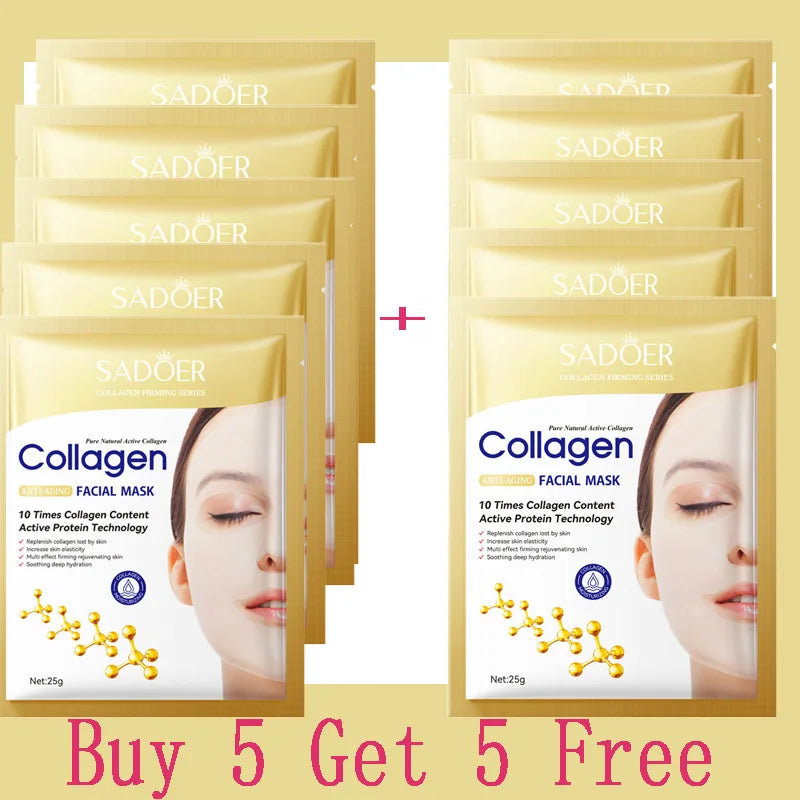 Collagen Anti-Wrinkle Facial Masks – Hydrate, Brighten & Firm Skin (Korean)